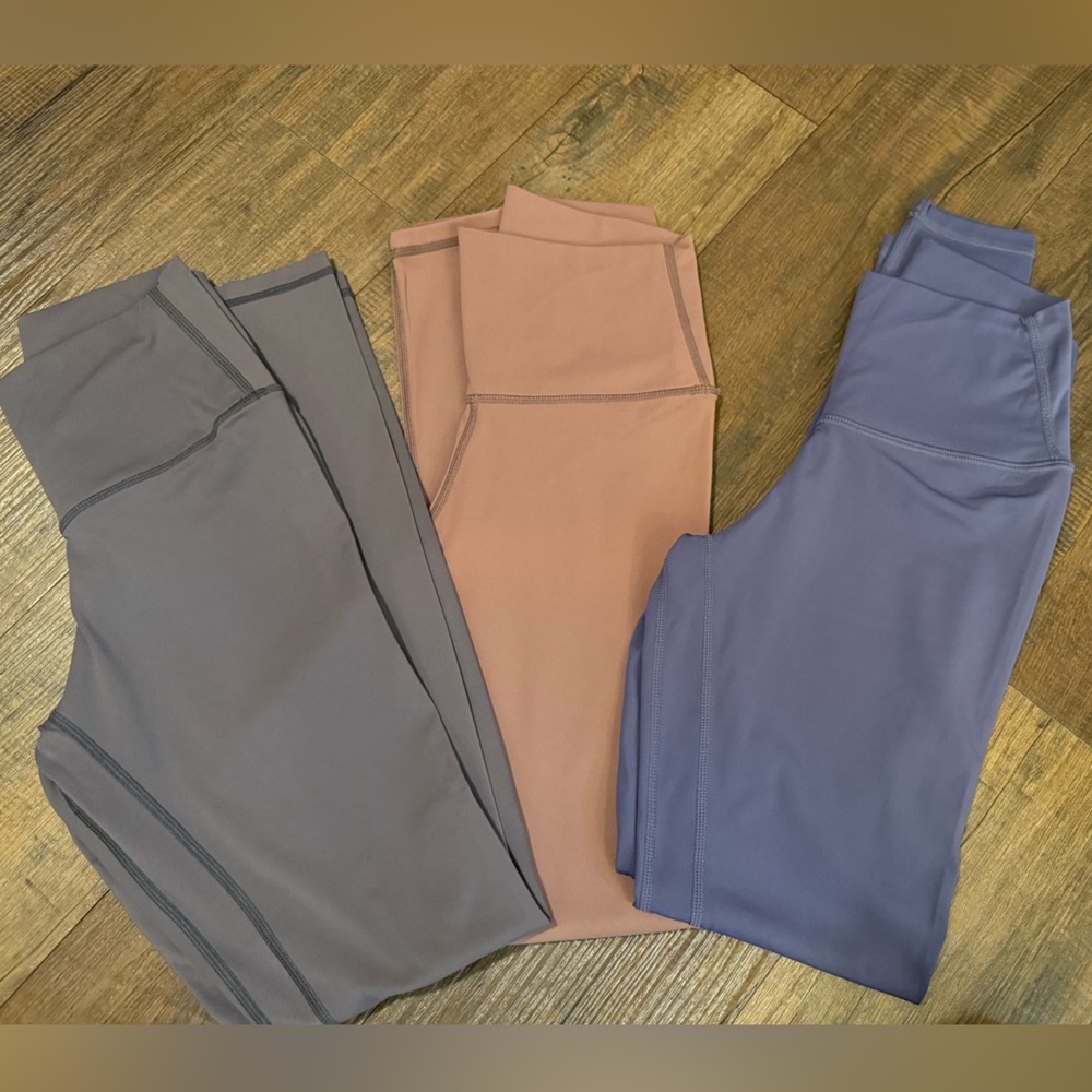3-Pack Seamless Leggings Set in Dusty Mauve, Rose, and Lavender, $15